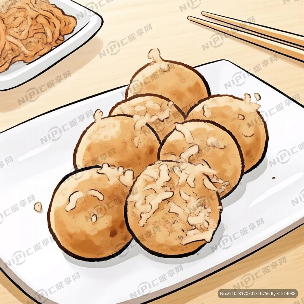 章鱼小丸子 手绘 卡通 插图