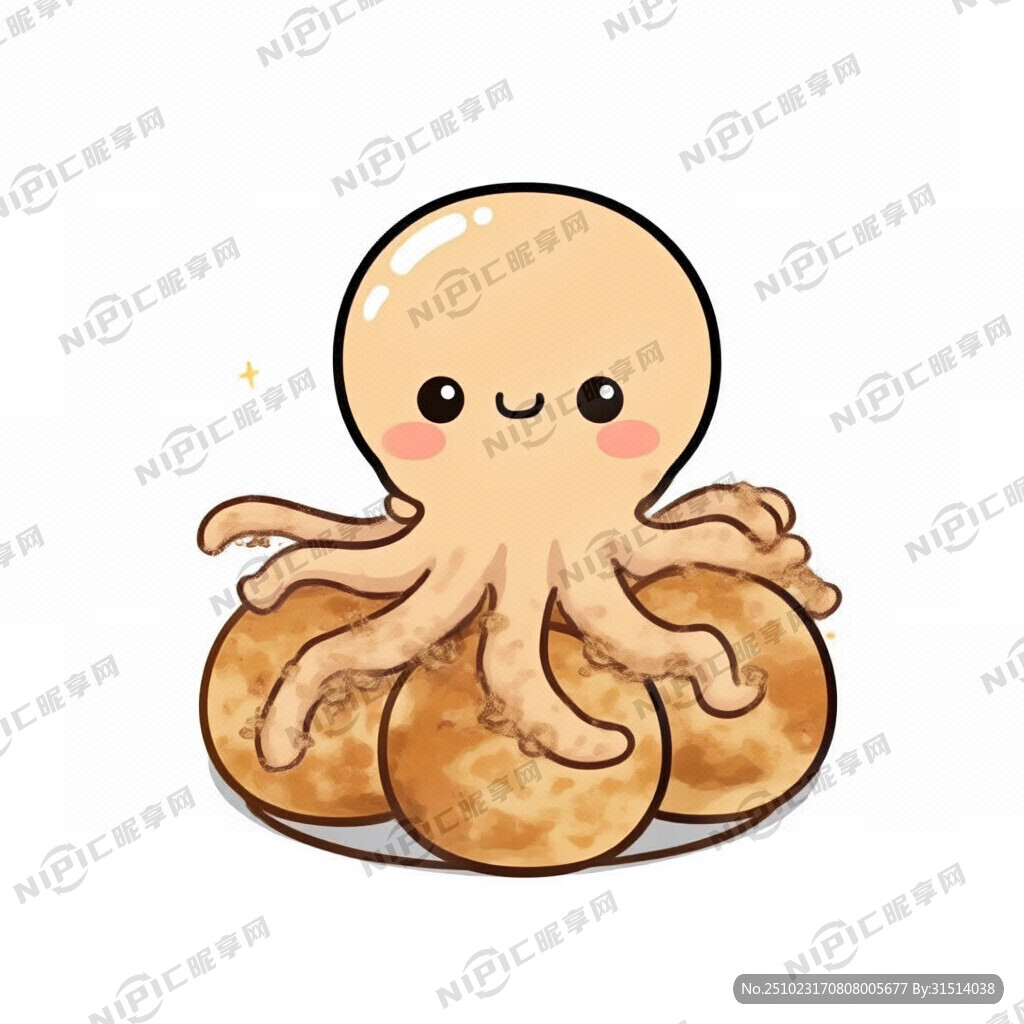 章鱼小丸子 手绘 卡通 插图