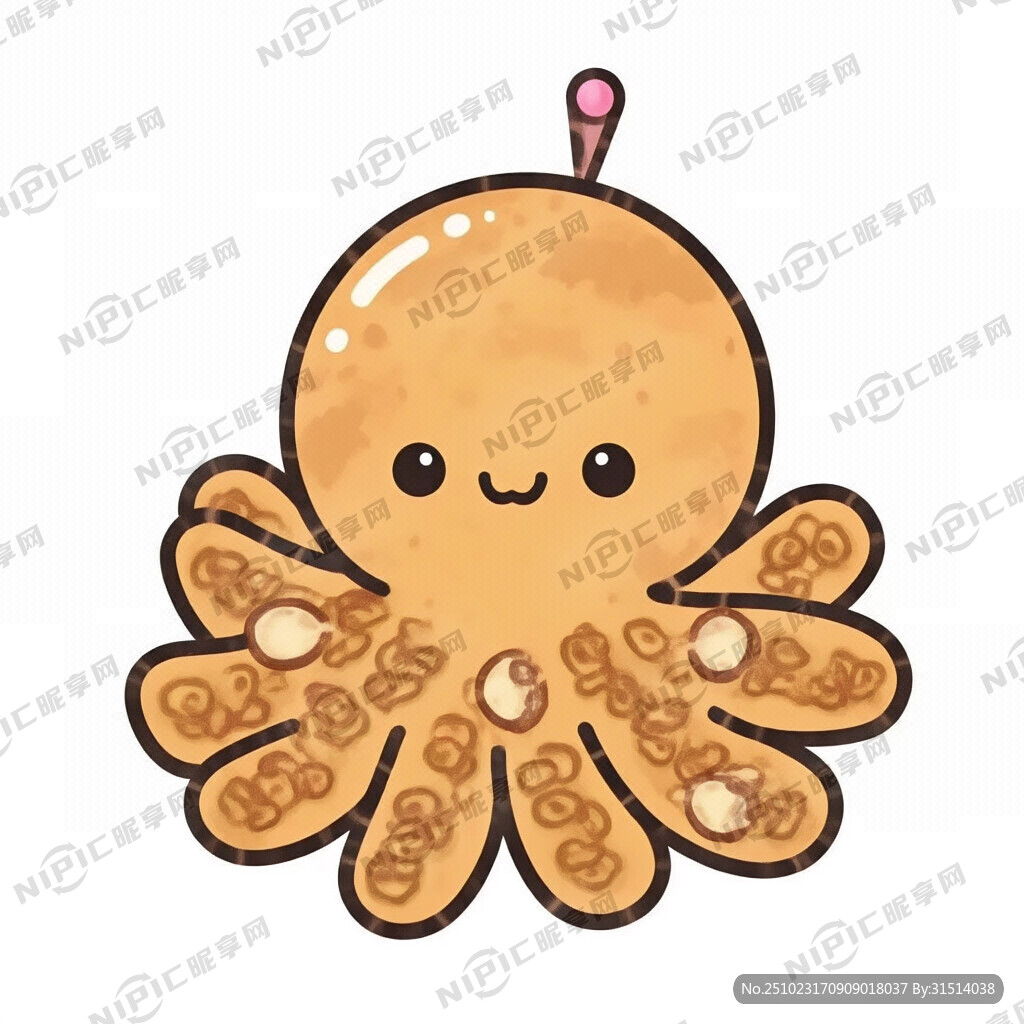 章鱼小丸子 手绘 卡通 插图