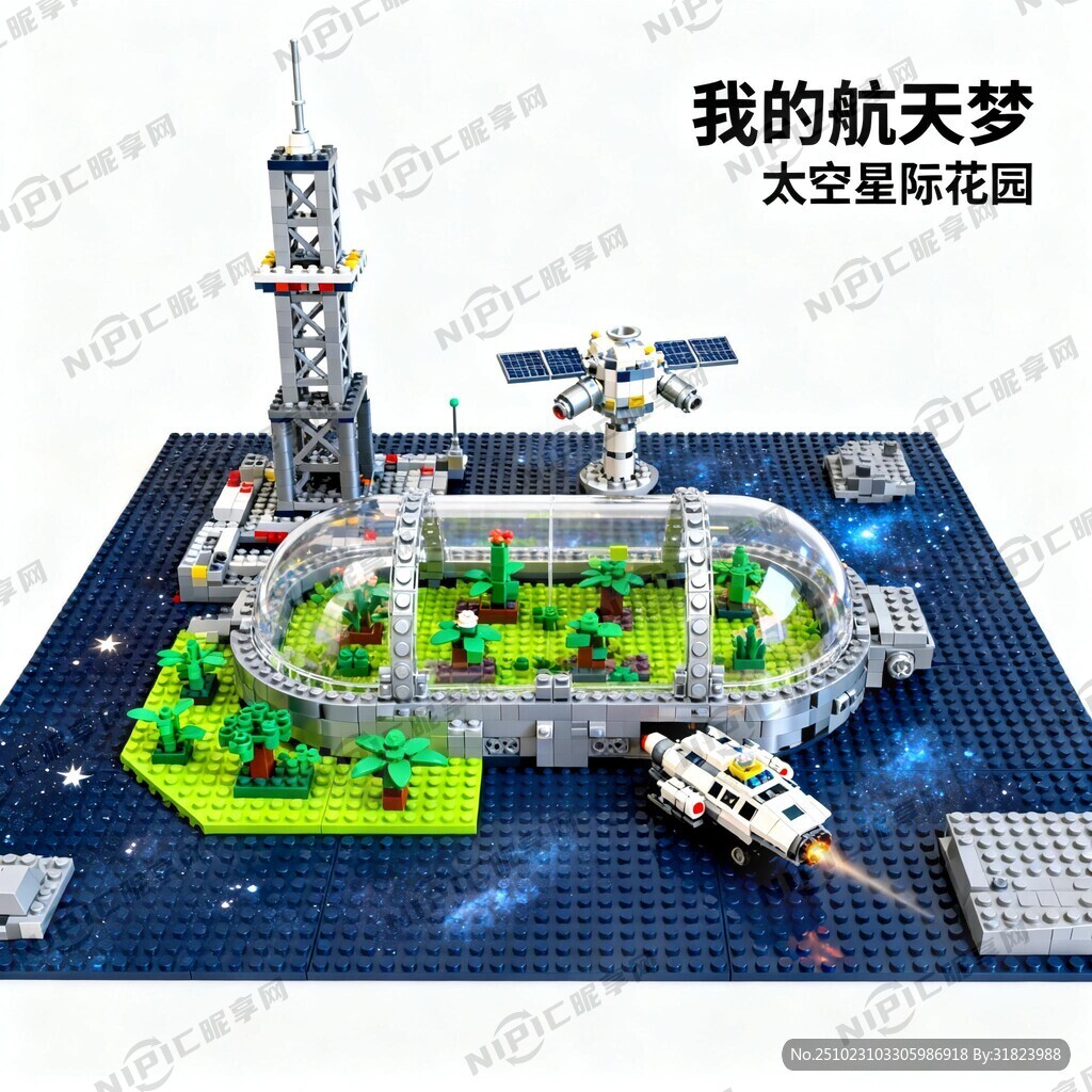 用乐高搭建 在太空中搭建花园
