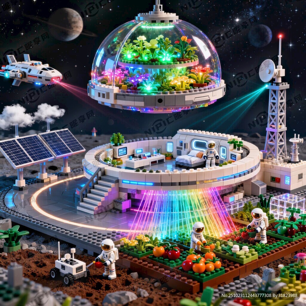 乐高创意搭建太空星际花园。 