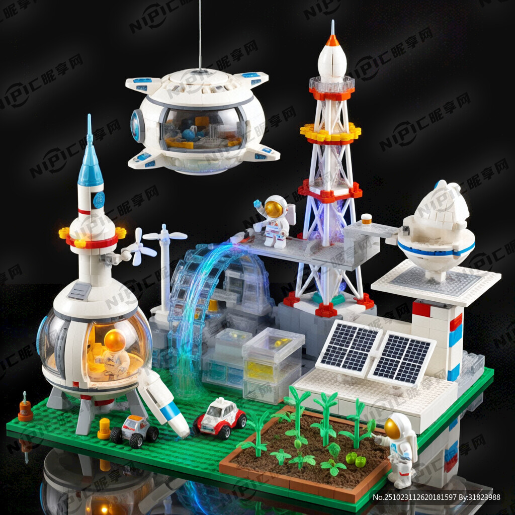 乐高创意搭建太空星际花园。 