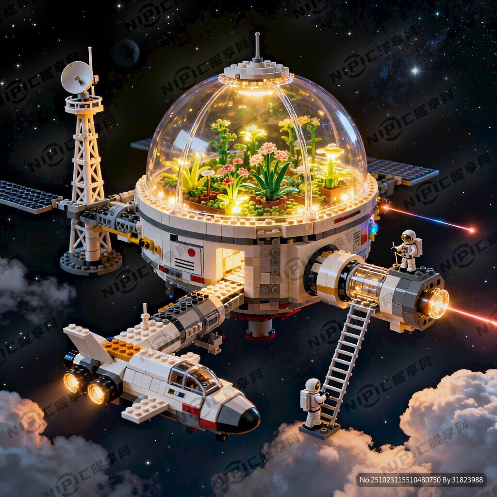 本作品构想了一座漂浮于宇宙中的
