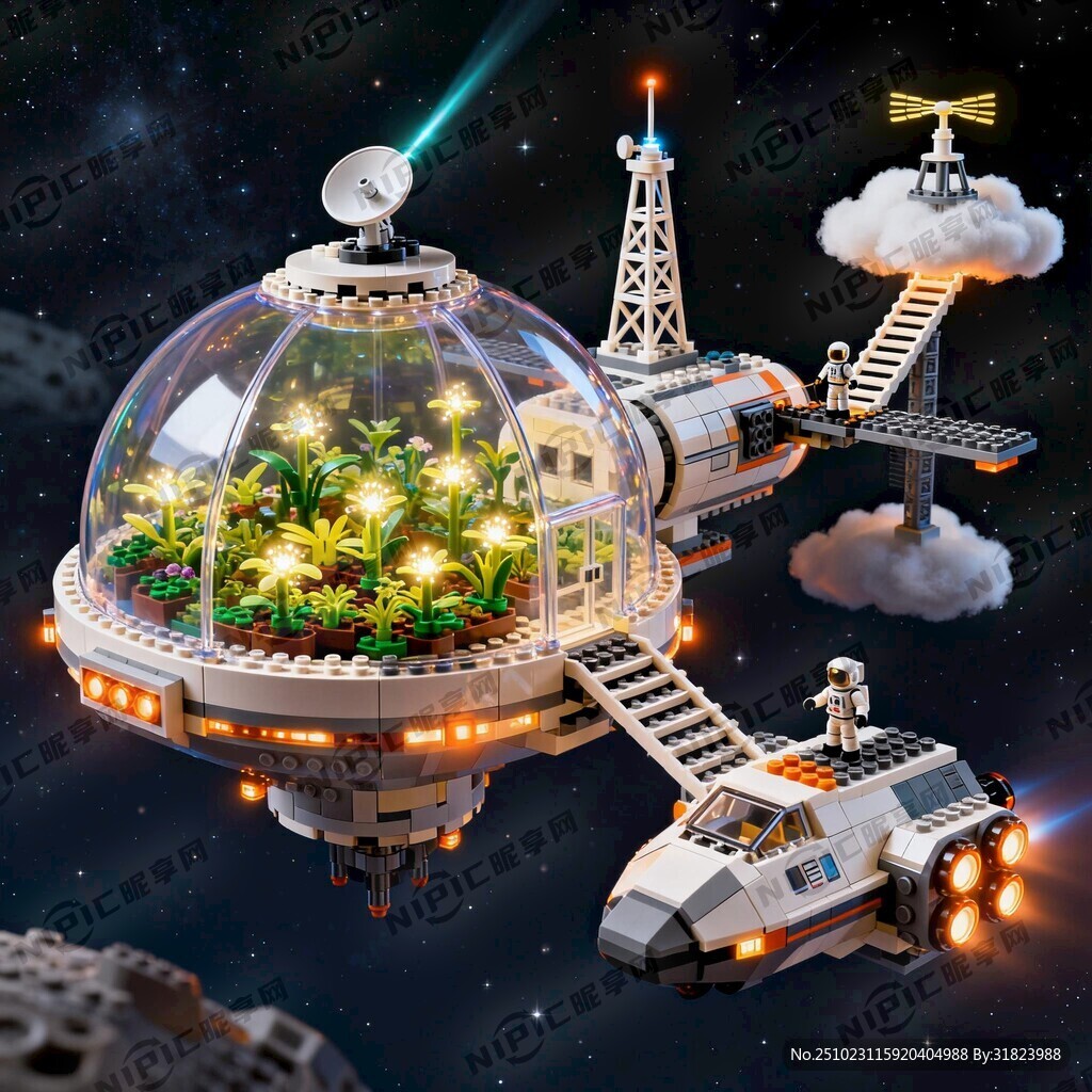 本作品构想了一座漂浮于宇宙中的