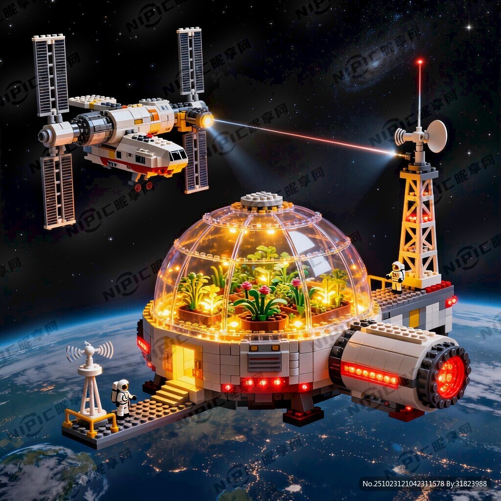 本作品构想了一座漂浮于宇宙中的