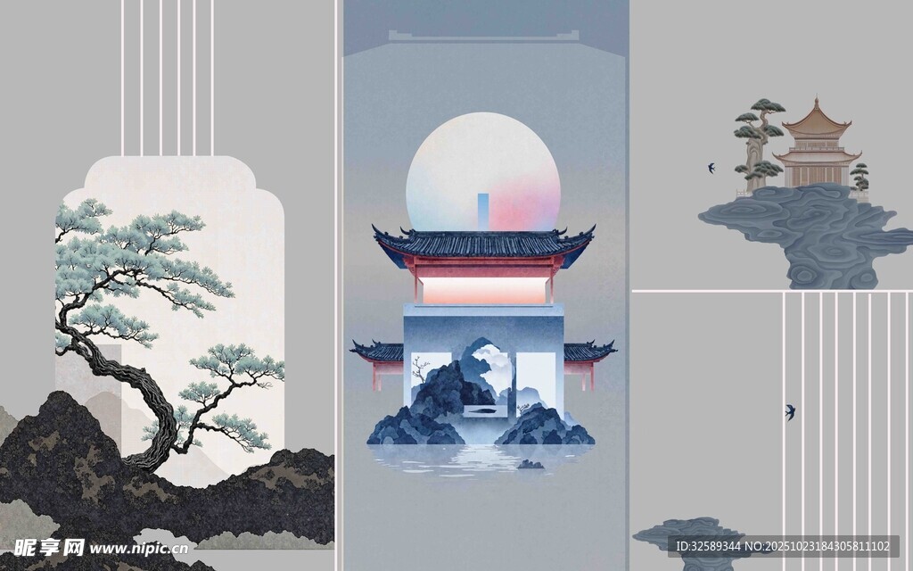 中式山水意境装饰画