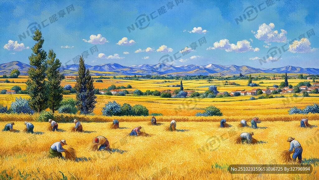 古典油画丰收风景