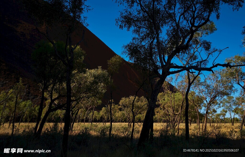 夜幕下的艾尔斯岩石景观