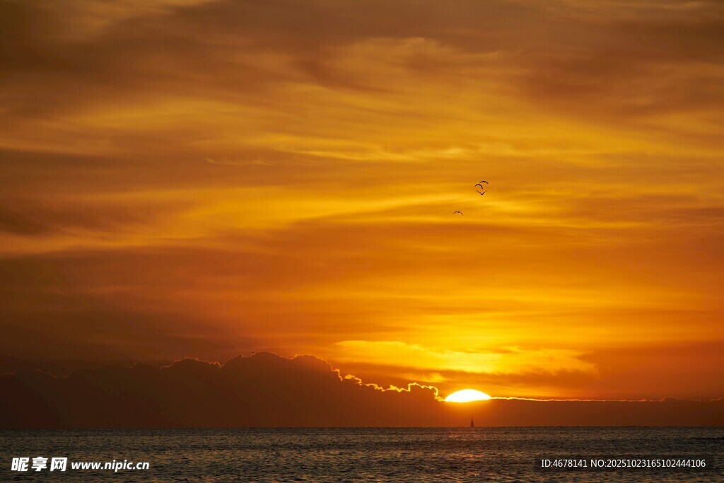 海上壮丽日落美景