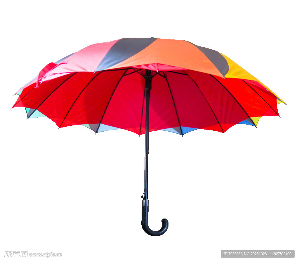 多彩拼接长柄雨伞