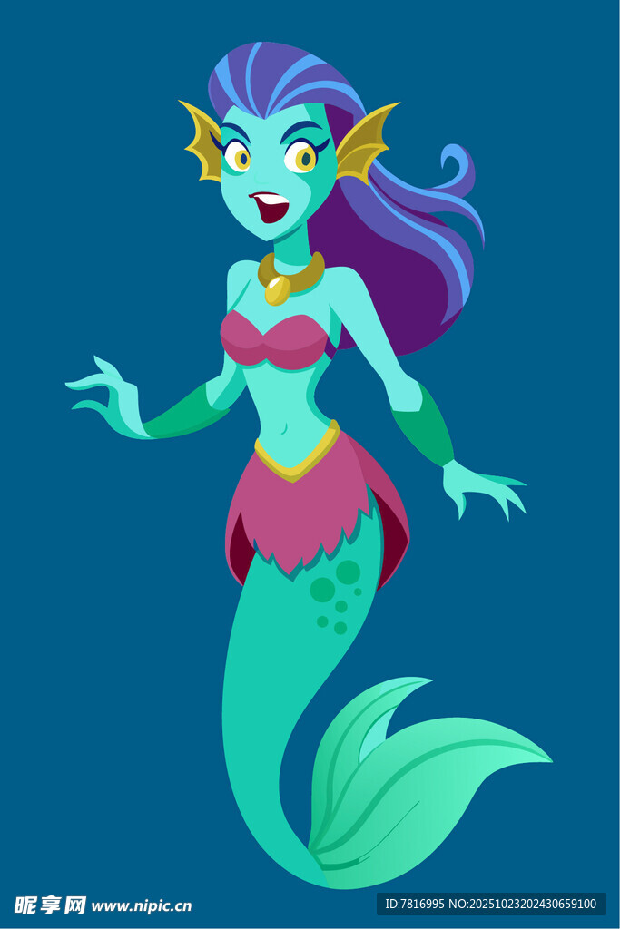 可爱卡通形象的小美人鱼