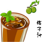 清凉椰子汁饮品插画
