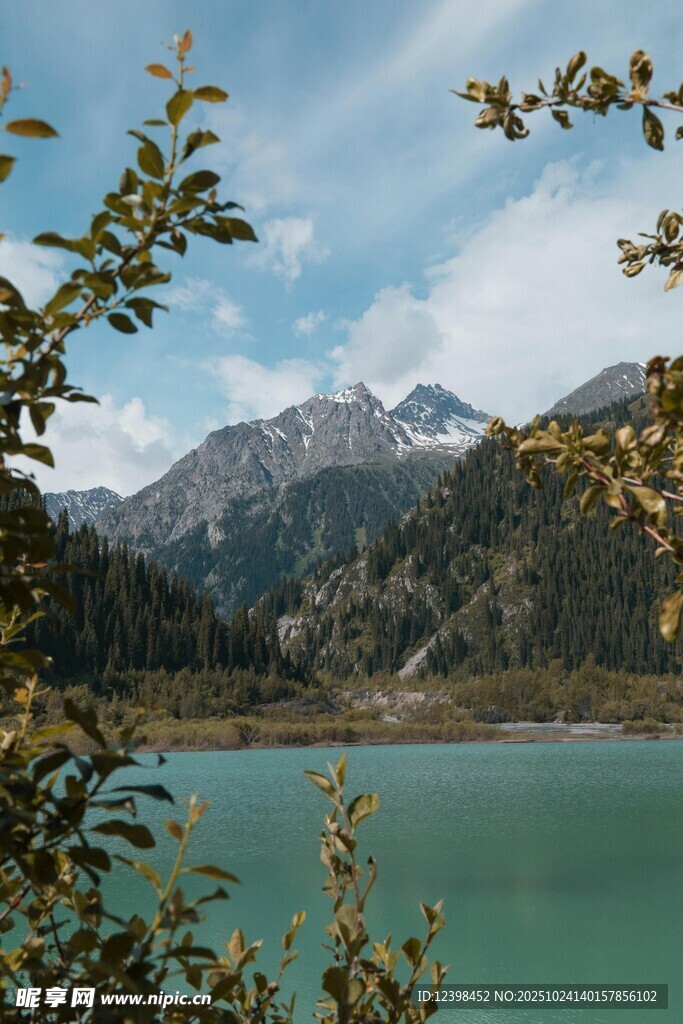 湖畔山林间的秀丽自然风光