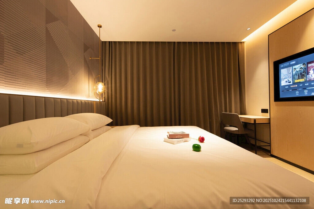 温馨现代风酒店客房场景