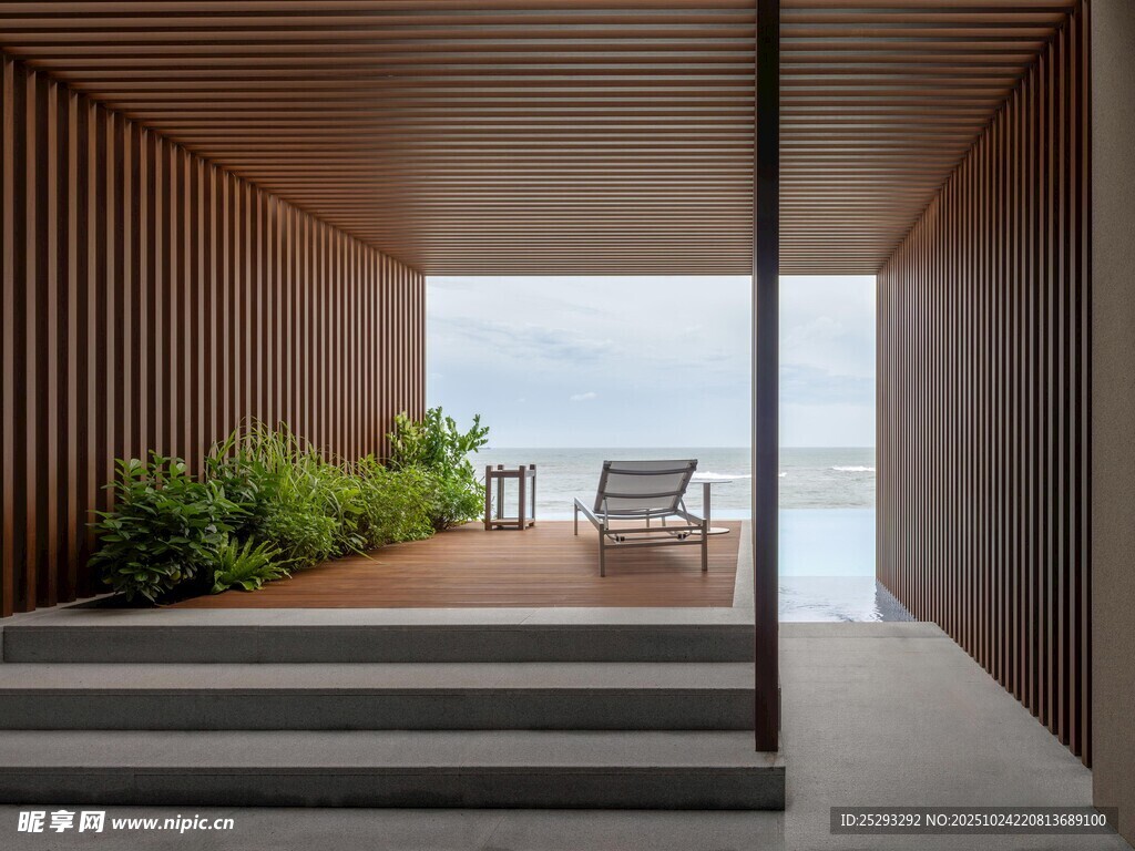 海边木质露台休闲空间
