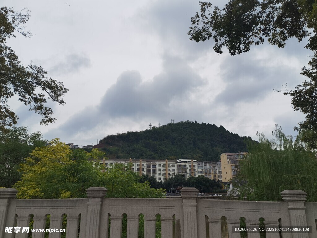 围栏外的山林景致