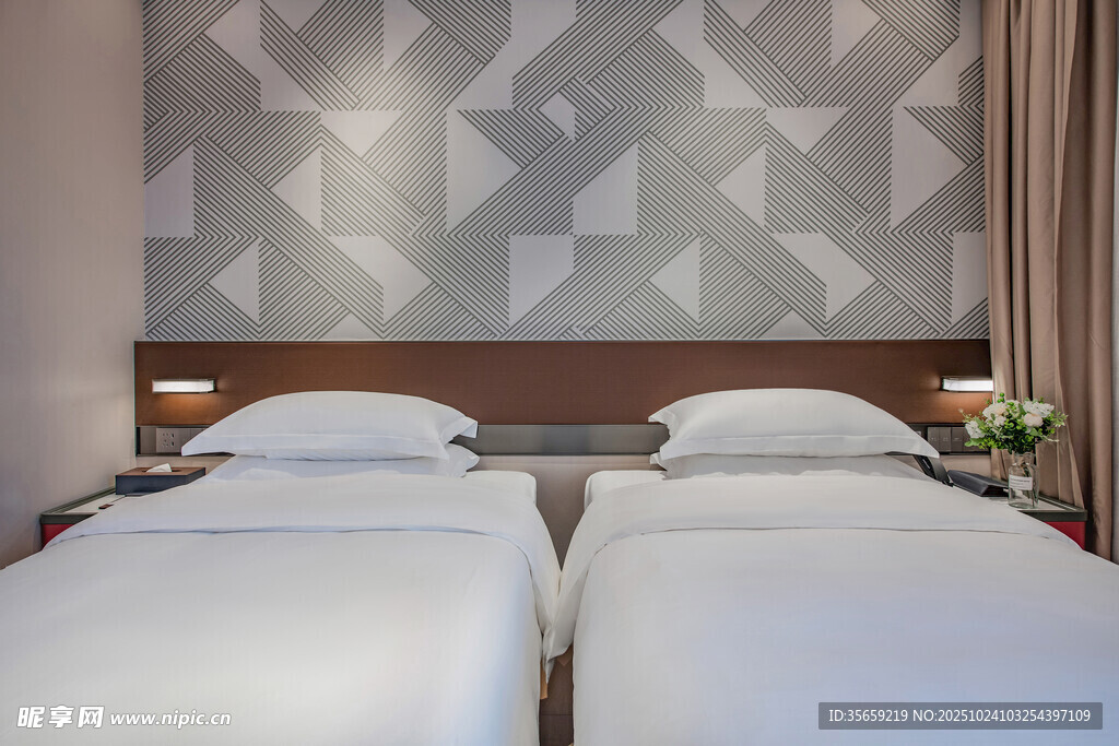 现代简约风格双床卧室