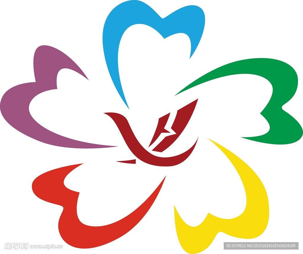 多彩爱心花朵标志图案
