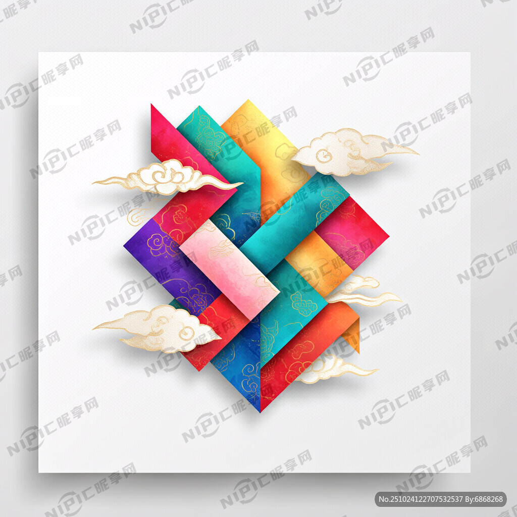 马  国潮风 几何图形 插画