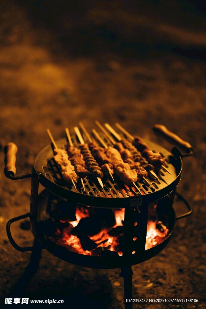 户外篝火上的美味烧烤