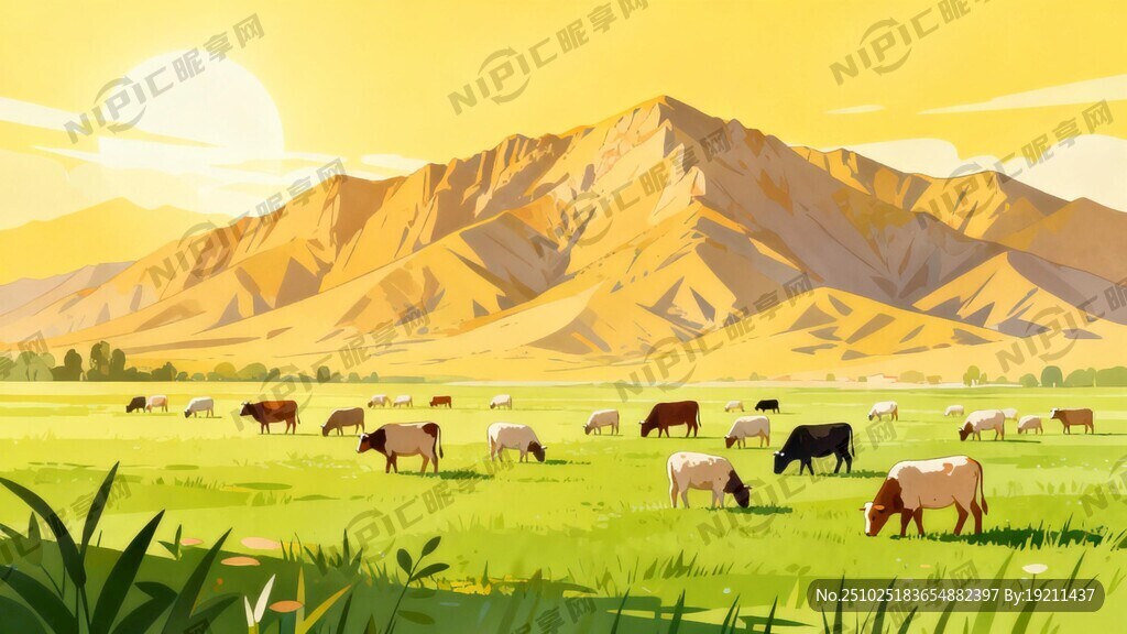 贺兰山下牛羊成群