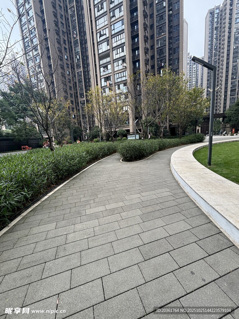 城市中幽静的砖石铺就小径