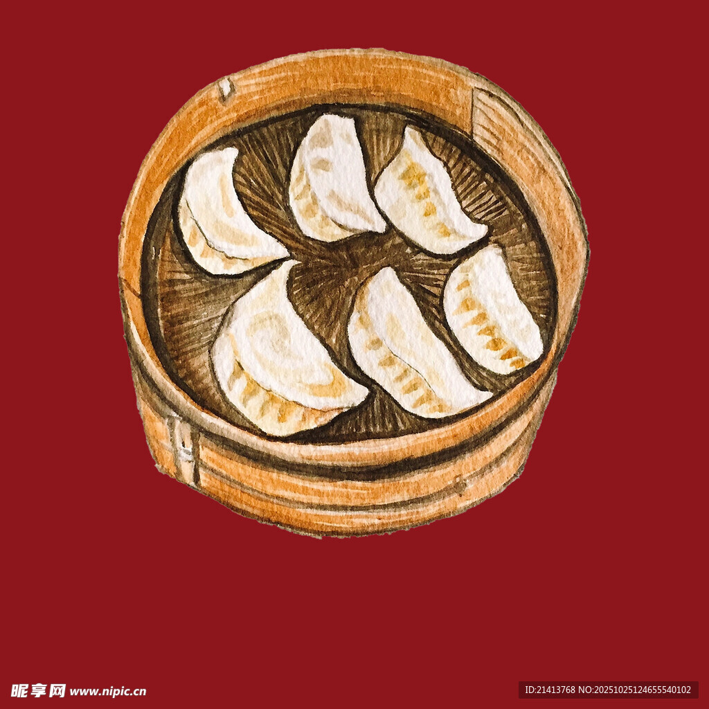 竹制蒸笼里的美味饺子