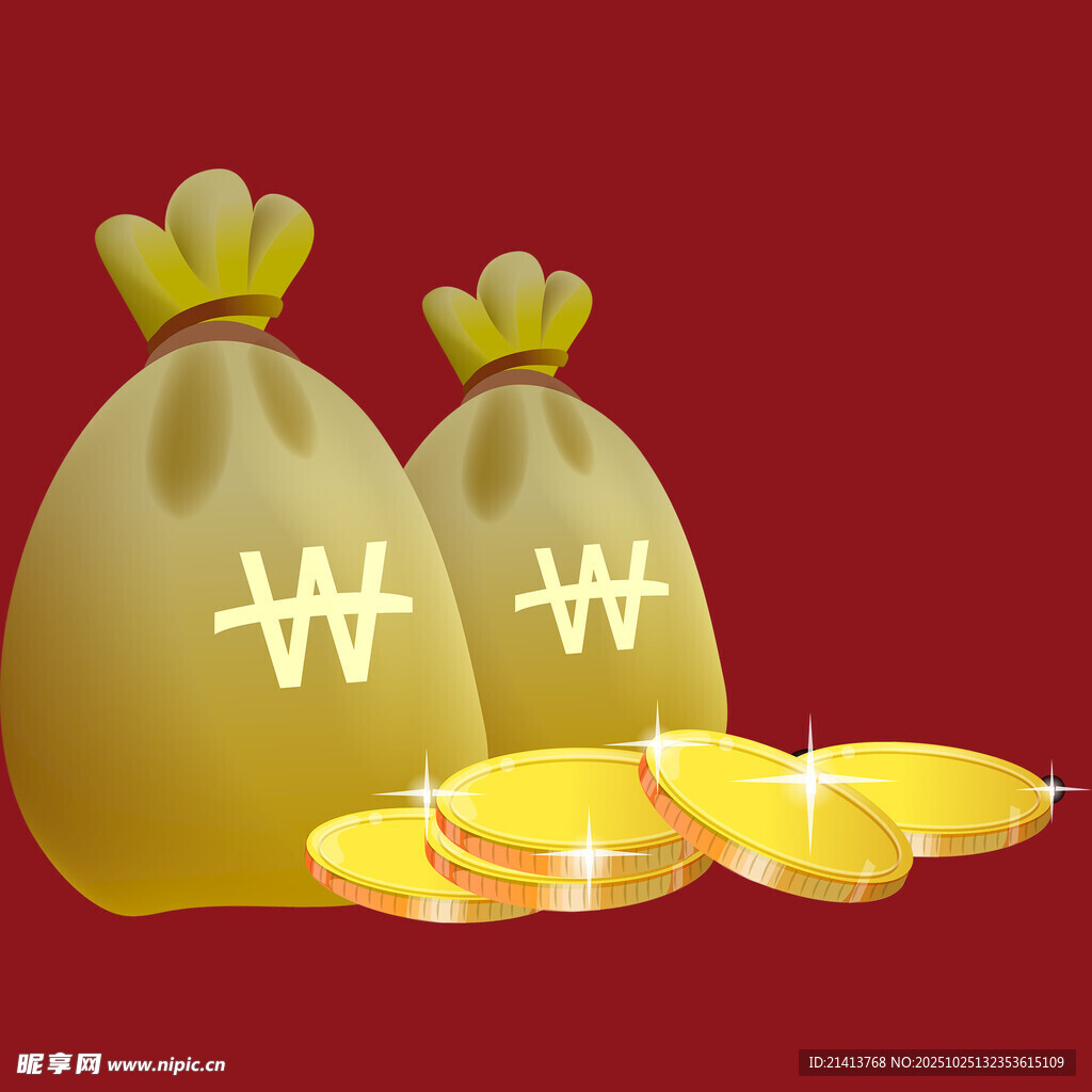 金袋金币图财富象征