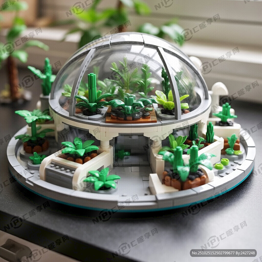 用乐高配件搭建的一个圆形的太空