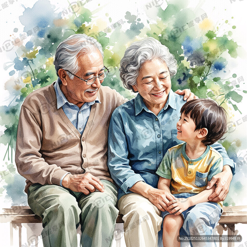 体现慰老慰小的温馨画面