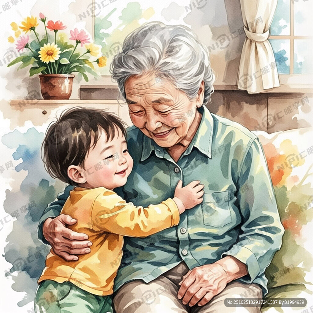 体现慰老慰小的温馨画面