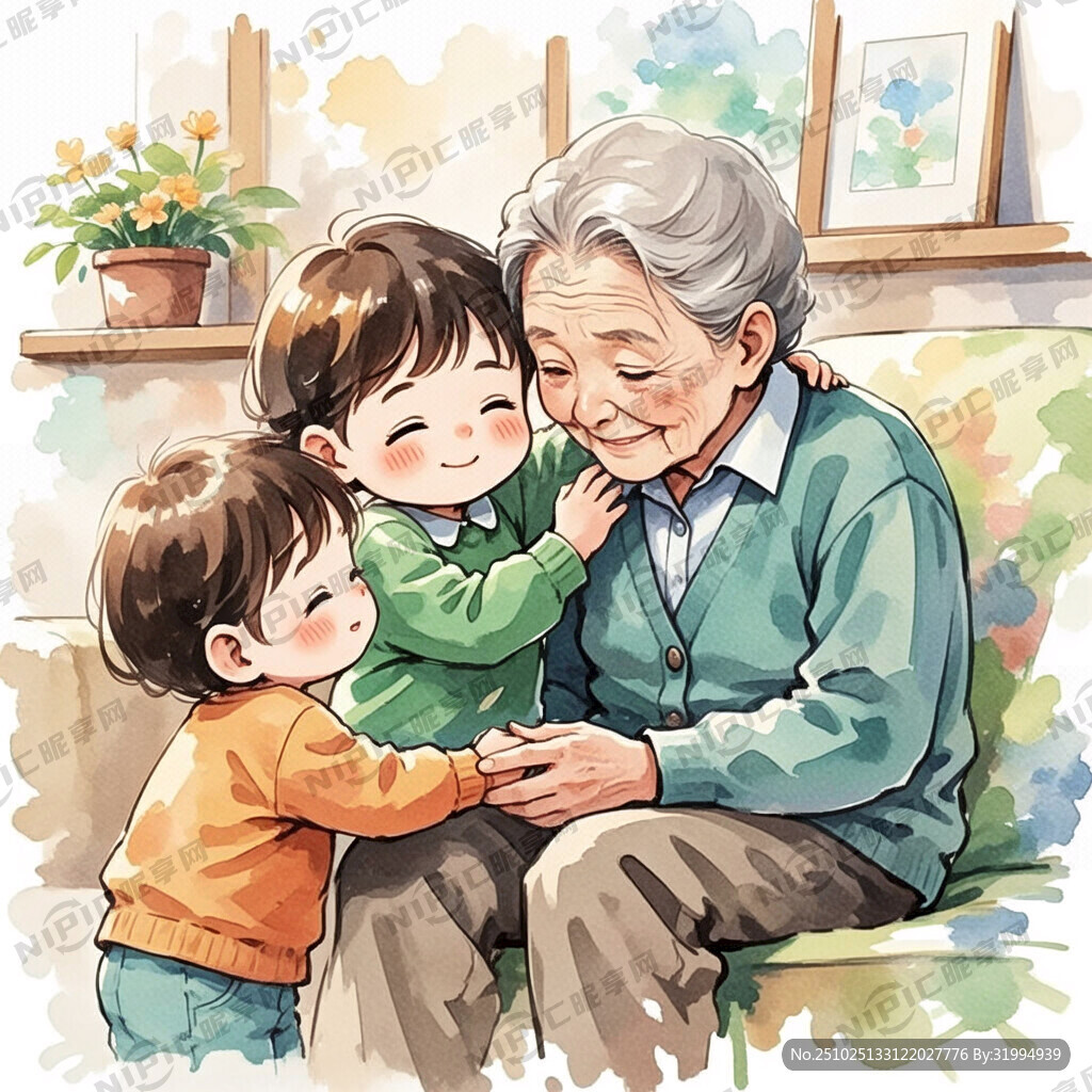 体现慰老慰小的温馨画面