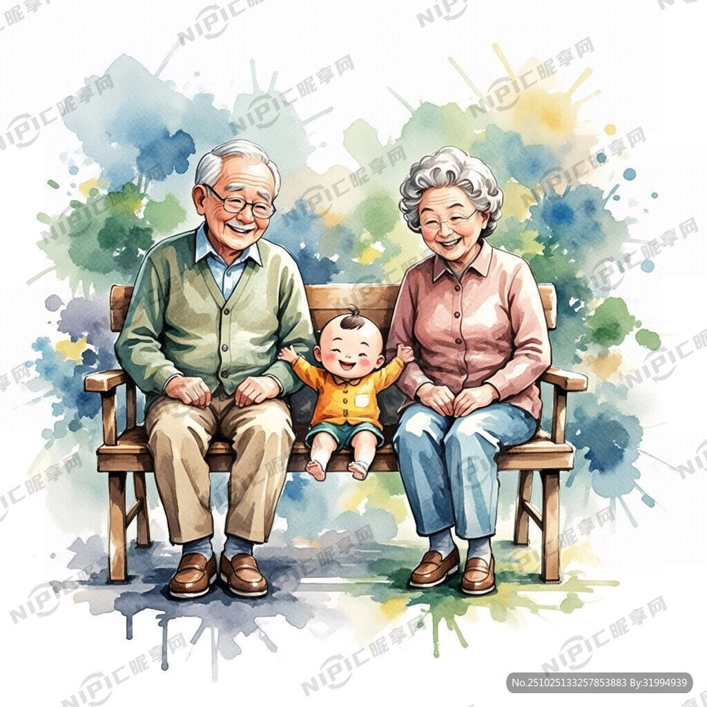 体现慰老慰小的温馨画面 老奶奶