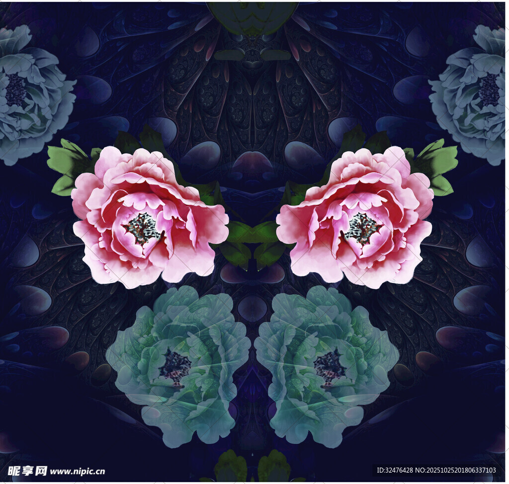 中式花卉图案 古典雅致