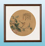 中式花鸟圆形挂画 