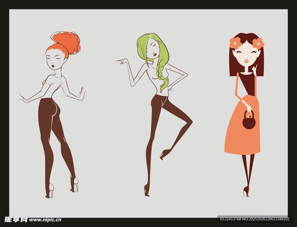 时尚女孩插画形象展示