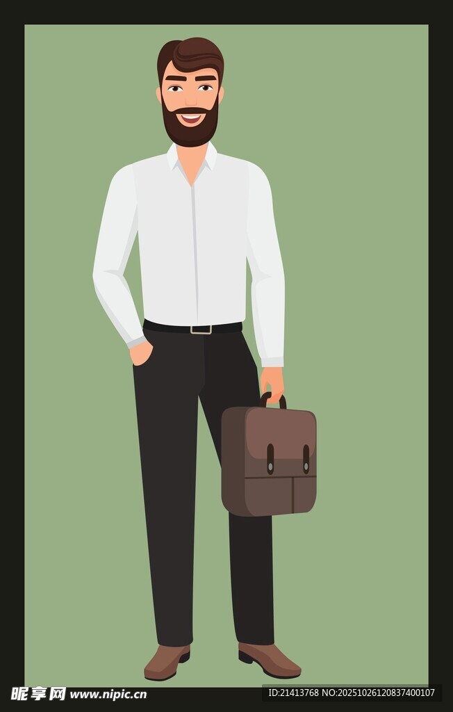 商务男士拎公文包形象