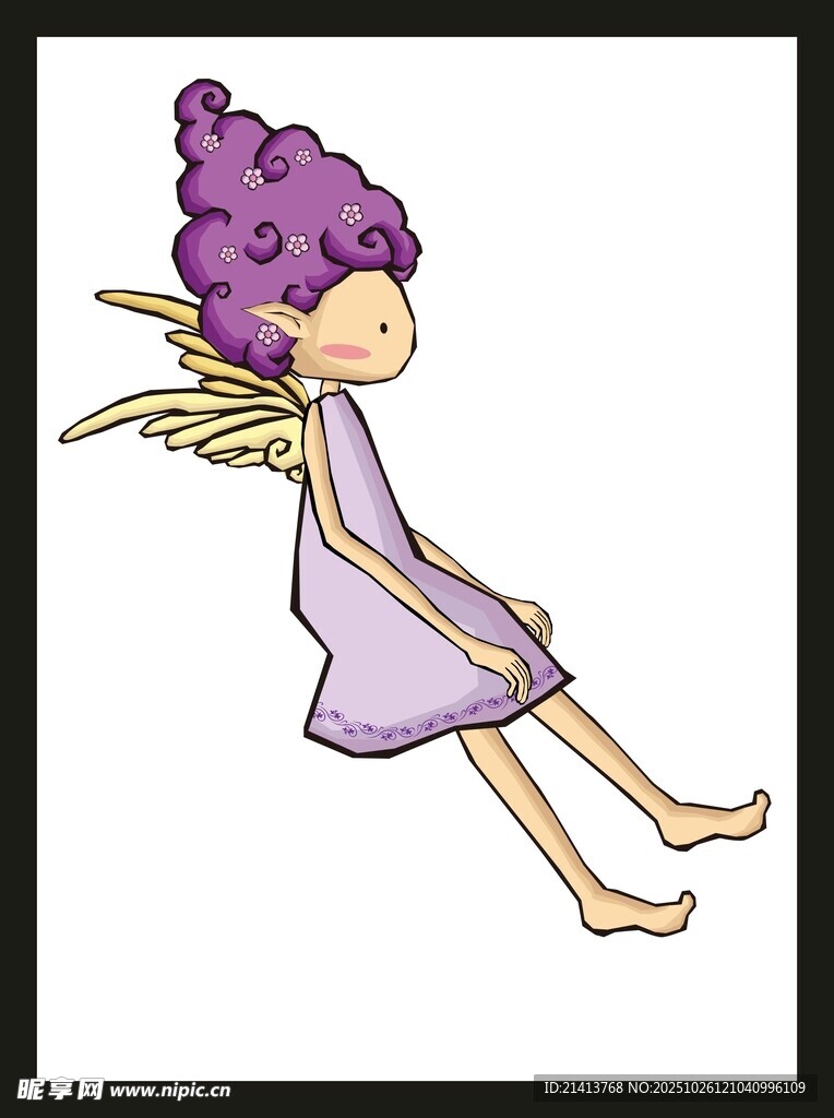 紫色小精灵插画形象