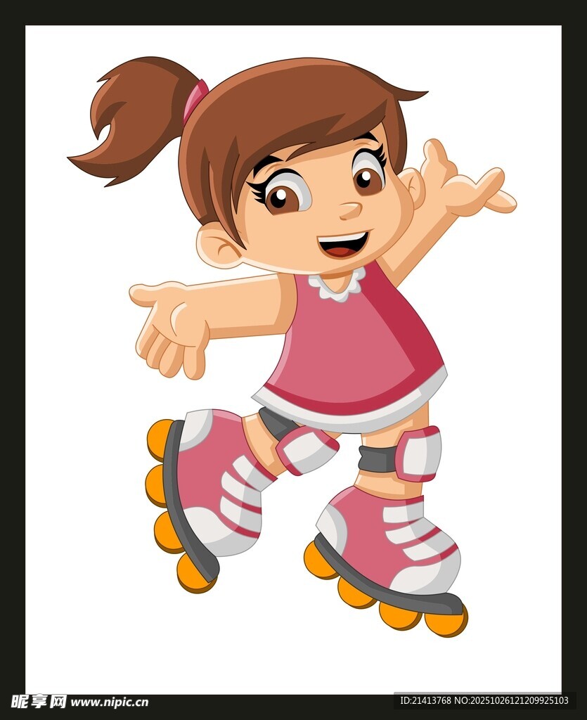 小女孩快乐滑旱冰