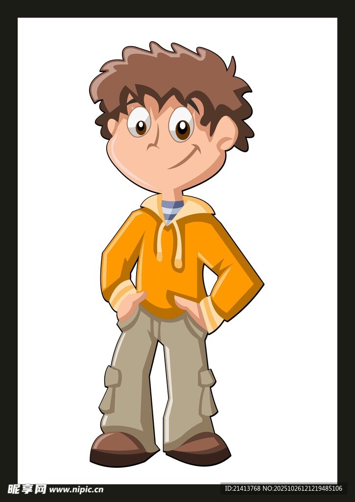 穿黄衣的俏皮小男孩