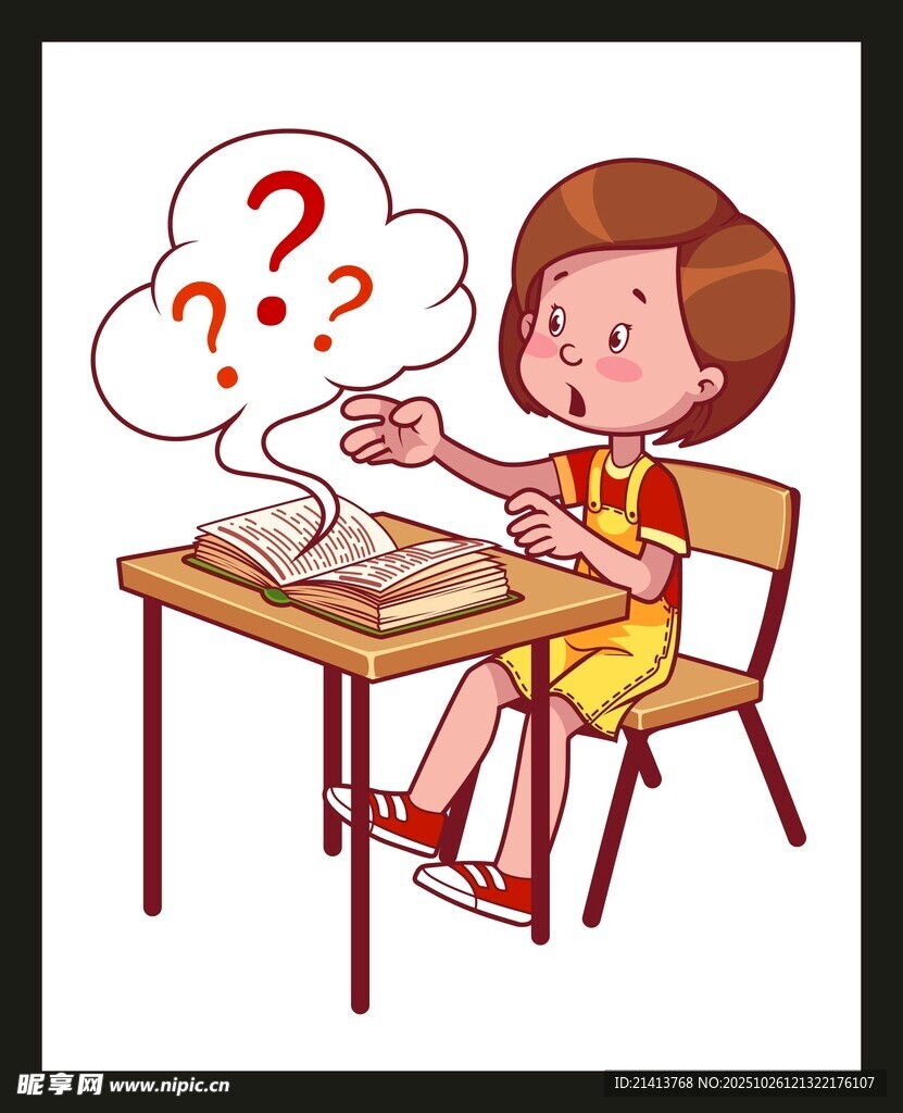 女孩书桌前困惑思考