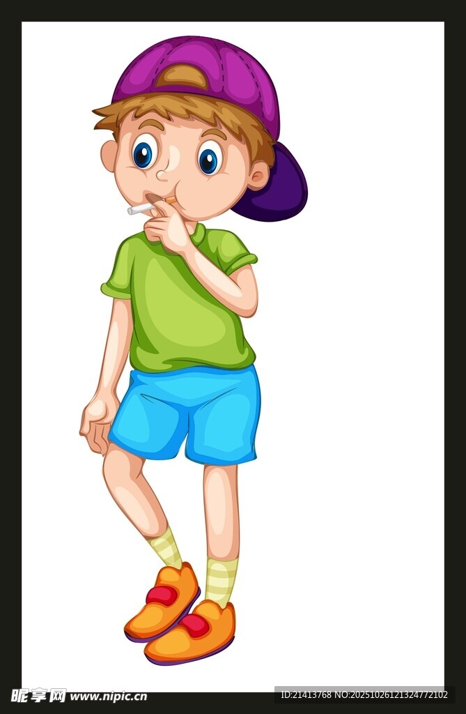 戴帽小男孩的休闲装扮