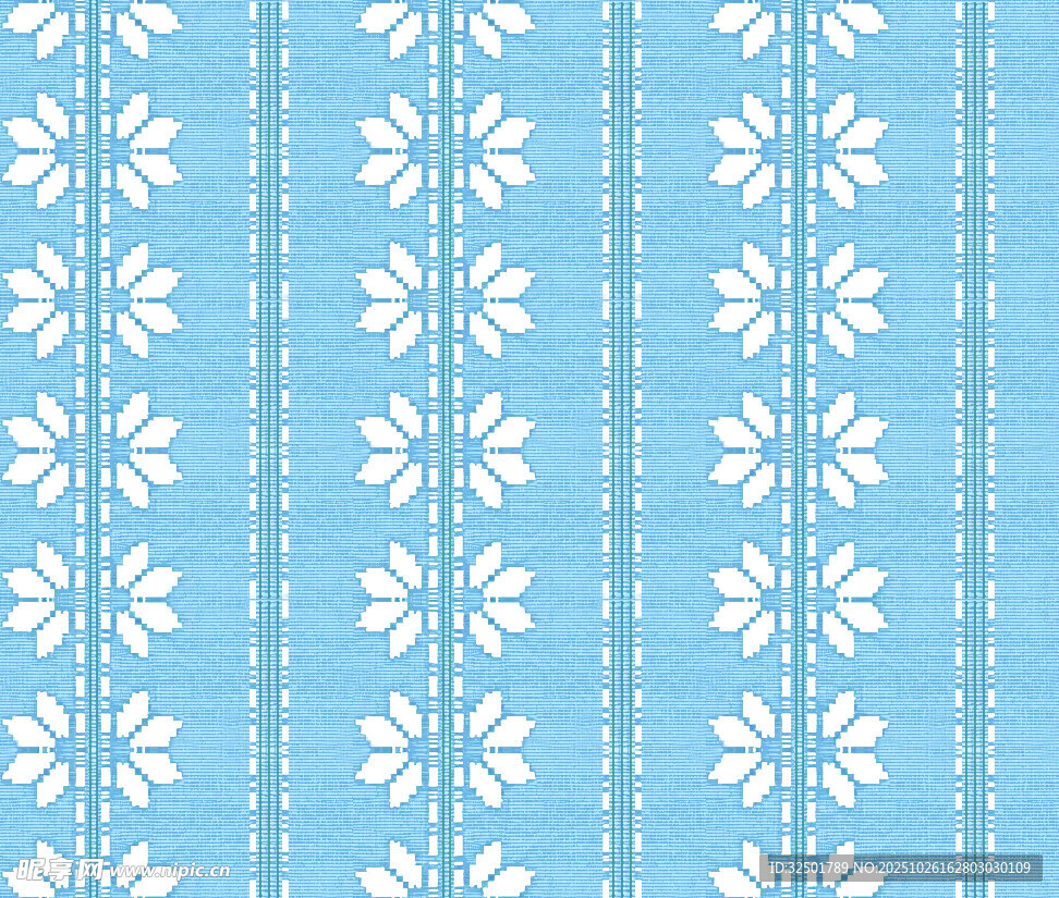 蓝白花卉条纹图案背景