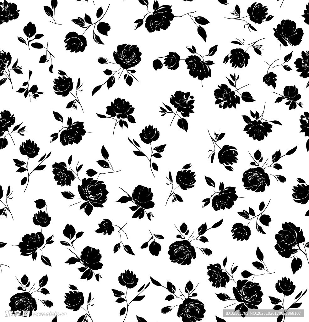 黑白花卉图案背景