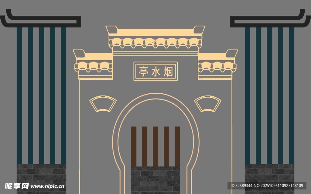 中式传统大门建筑设计图