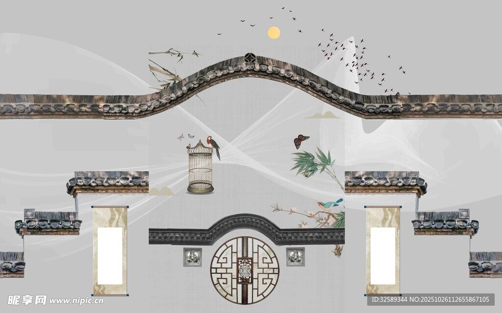 中式传统建筑屋檐景观