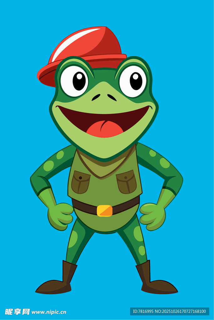 戴红帽的卡通青蛙