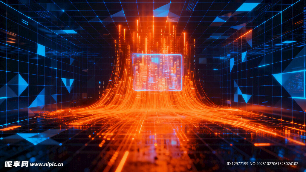 未来感赛博空间光影场景