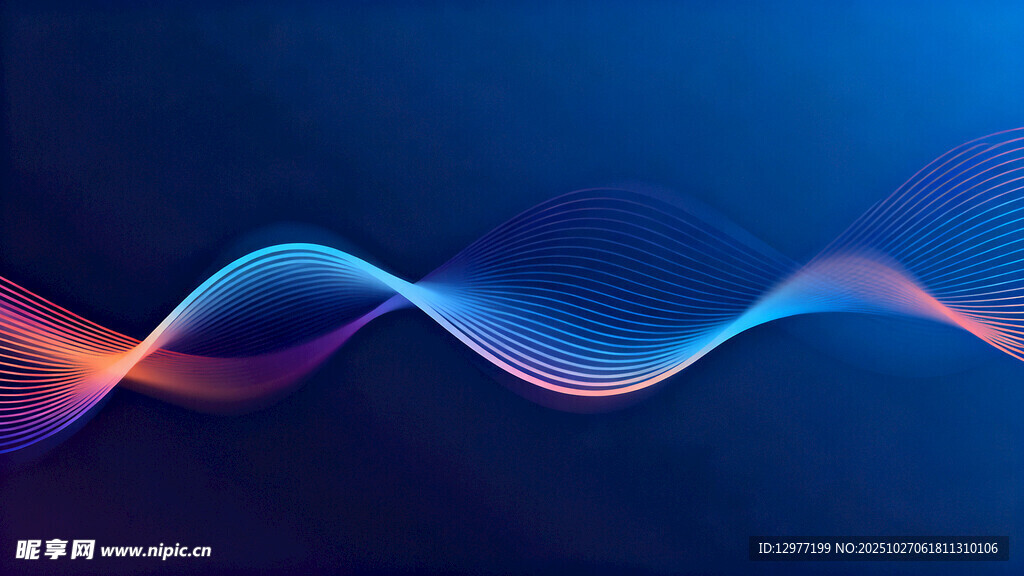 蓝色动感波浪抽象背景图