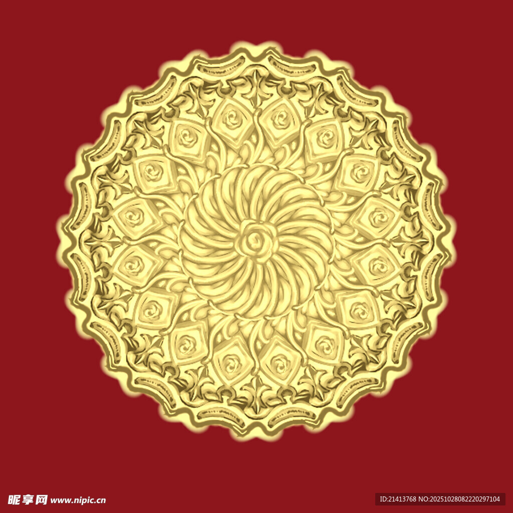 金色圆形花纹装饰图案